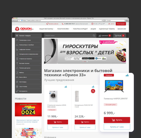 Продвижение и создание интернет-магазина Онлайн Орион