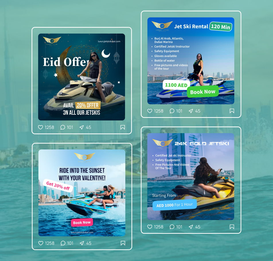 Визуальные приемы для аккаунта «luxuryjetski»